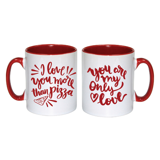 Picture of I Love You More Than Pizza Red Inner Mug
