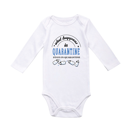 Picture of What Happens In Quarantine Sky Blue Baby Bodysuit