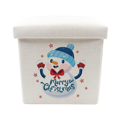 Picture of Merry Christmas Snowman Toy Box - Storage Stool