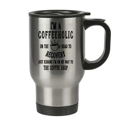 Picture of I'm A Coffeeholic Silver Tumbler with Handle