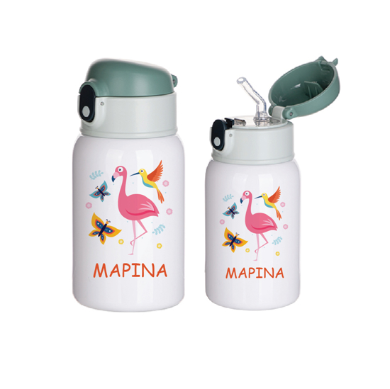 Picture of Flamingo Stainless Steel Water Bottle with Straw