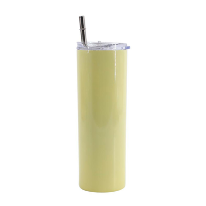 Picture of Yellow Skinny Bottle With Metal Straw