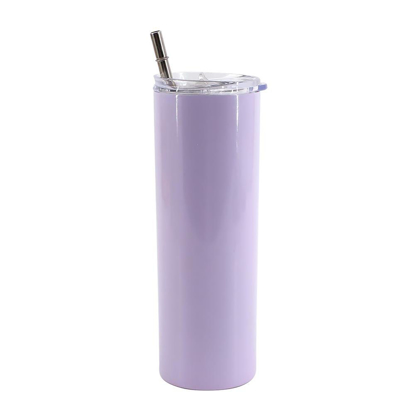 Picture of Purple Skinny Bottle With Metal Straw