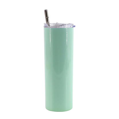 Picture of Green Mint Skinny Bottle With Metal Straw