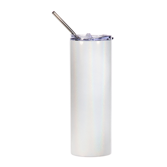Picture of White Skinny Bottle With Metal Straw