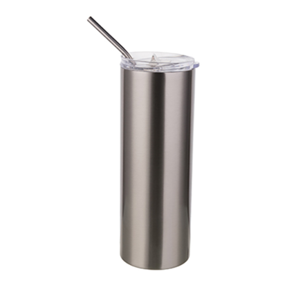 Picture of Silver Skinny Bottle With Metal Straw
