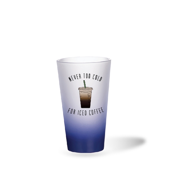 Picture of Never Too Cold Dark Blue Frosted Latte Glass Mug