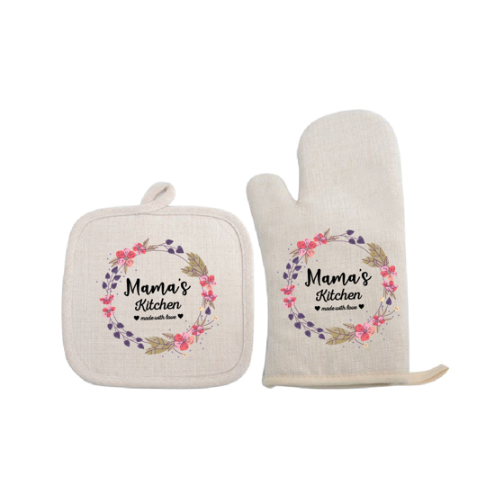 Picture of Mama's Kitchen Linen Glove & Pot Mat Set