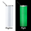 Picture of Glow in the Dark White to Green Skinny Bottle With Metal Straw