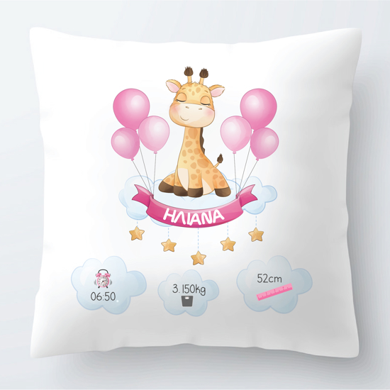 Picture of Baby Girl Giraffe Theme Pillow