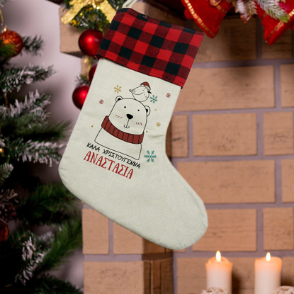 Picture of Bear with Bird Christmas Stocking