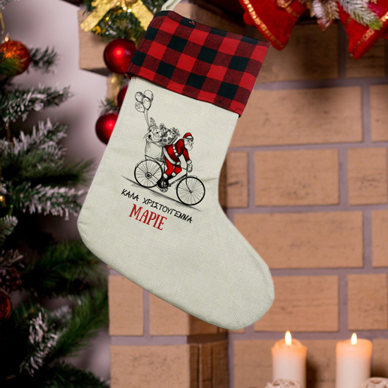 Picture of Santa Claus on a Bike Christmas Stocking