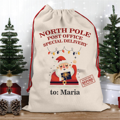 Picture of North Pole Christmas Sack With Santa Claus