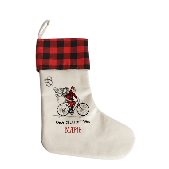 Picture of Santa Claus on a Bike Christmas Stocking