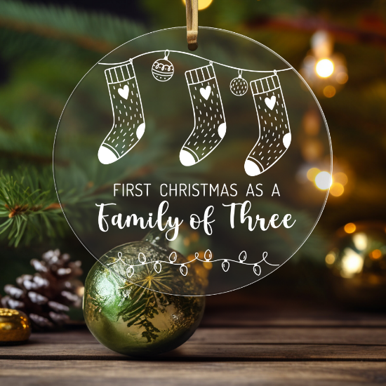 Picture of First Christmas as a Family of Three Acrylic Ornament