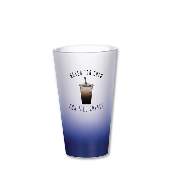 Picture of Never Too Cold Dark Blue Frosted Latte Glass Mug